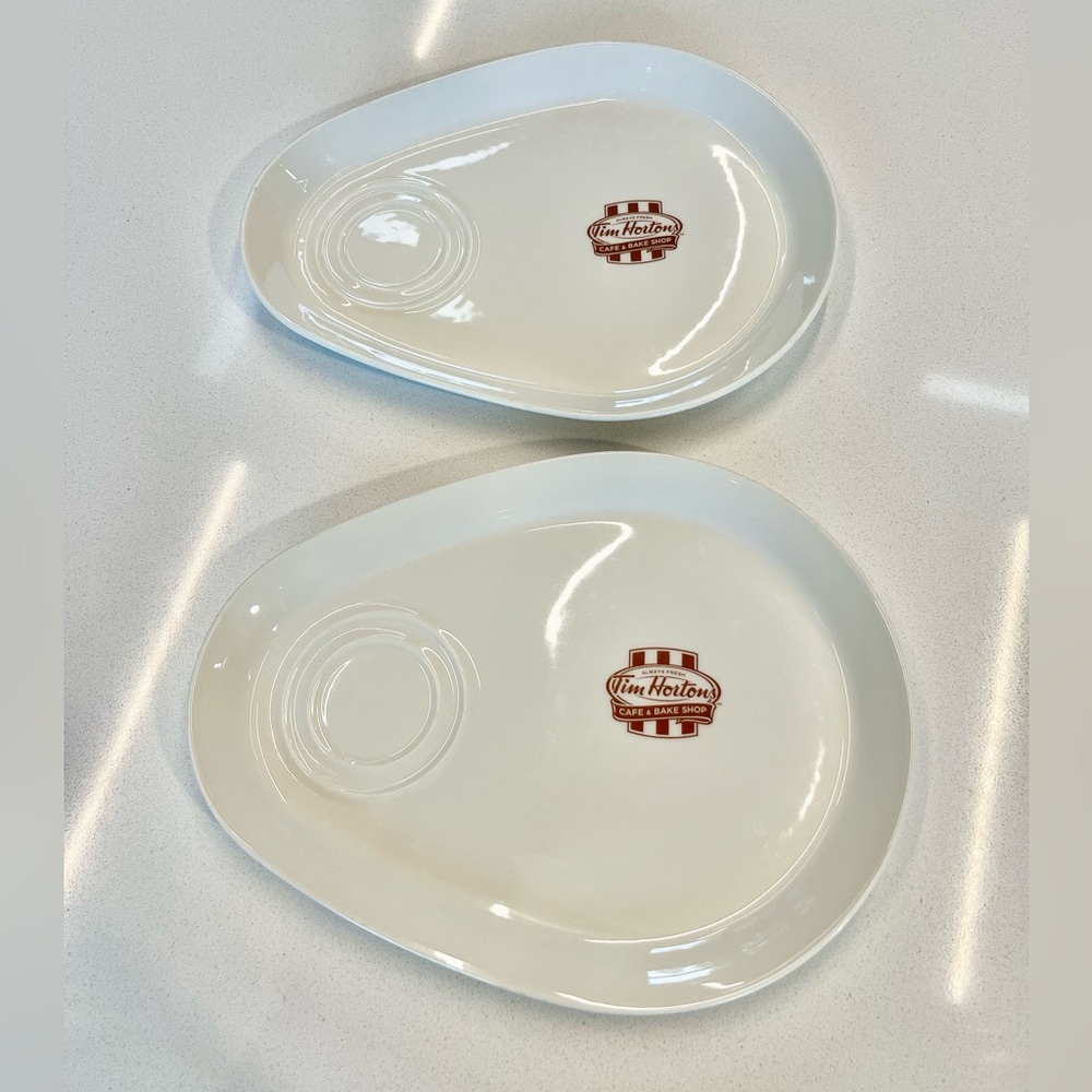 Set of 2 Tim Hortons soup salad serving plates w/cup bowl rings Steelite